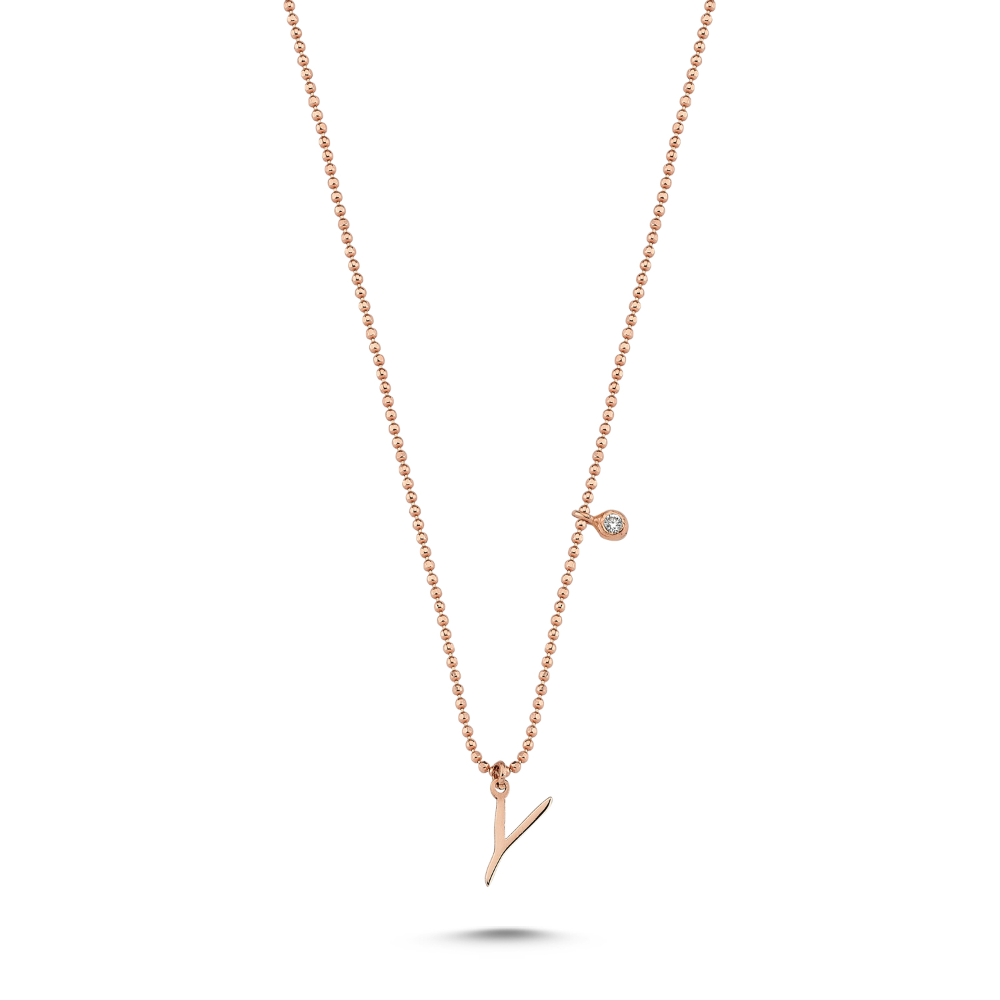 'A' INITIAL SINGLE DIAMOND & GOLD NECKLACE